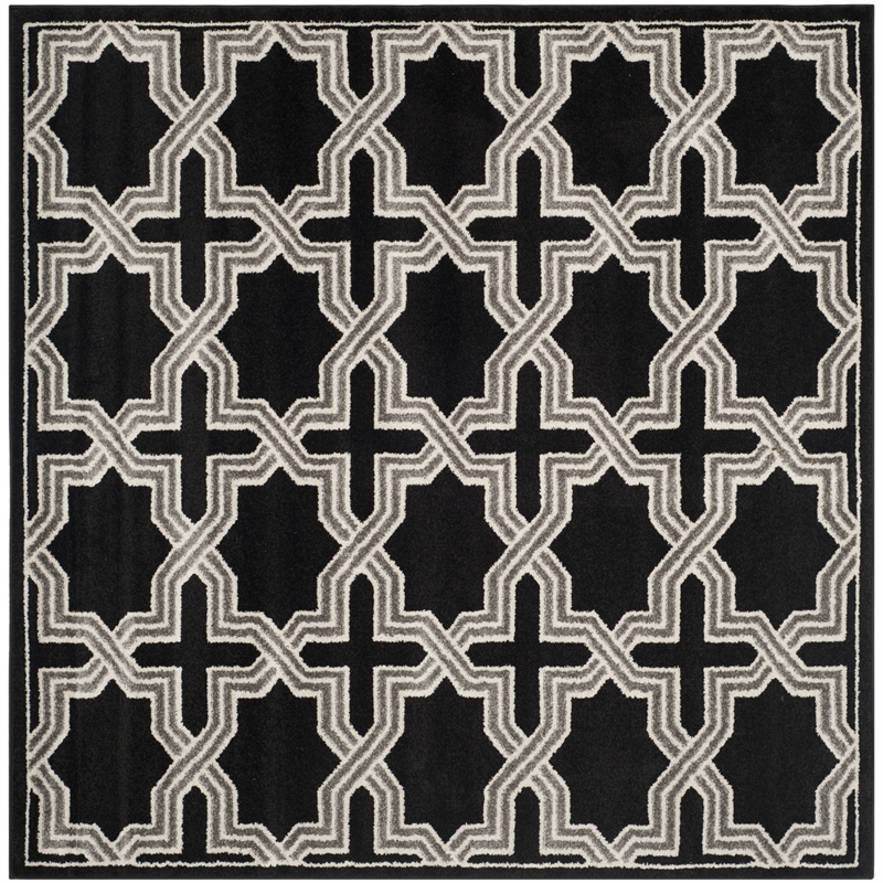 Pemberly Row Polypropylene Anthracite Indoor Outdoor Rug - Square 7'