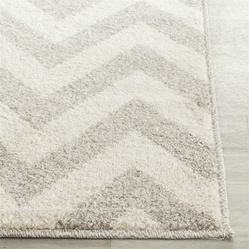 Pemberly Row Polypropylene Light Grey Indoor Outdoor Rug - Runner 2'3