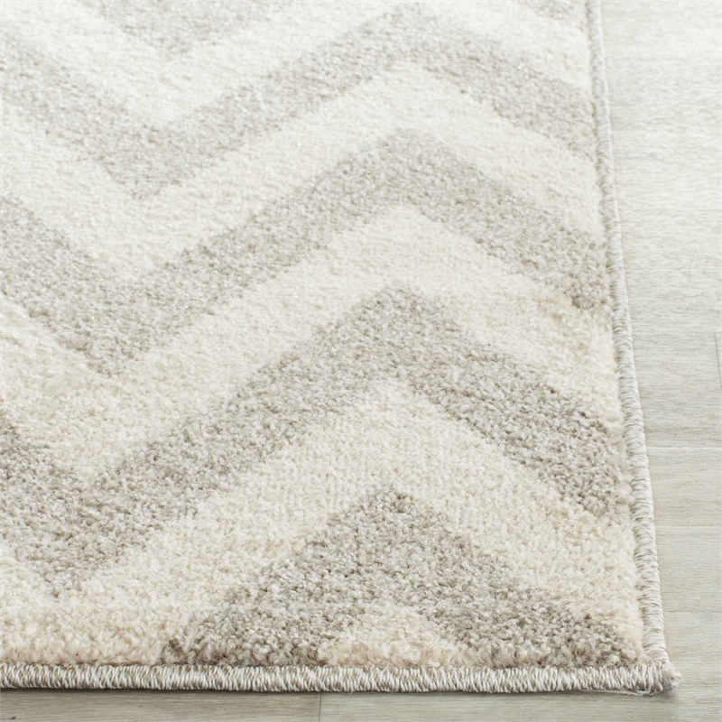 Pemberly Row Polypropylene Light Grey Indoor Outdoor Rug - Runner 2'3