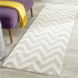 Pemberly Row Polypropylene Light Grey Indoor Outdoor Rug - Runner 2'3&quot x 11'