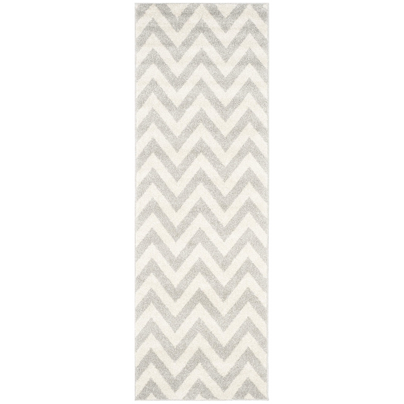 Pemberly Row Polypropylene Light Grey Indoor Outdoor Rug - Runner 2'3