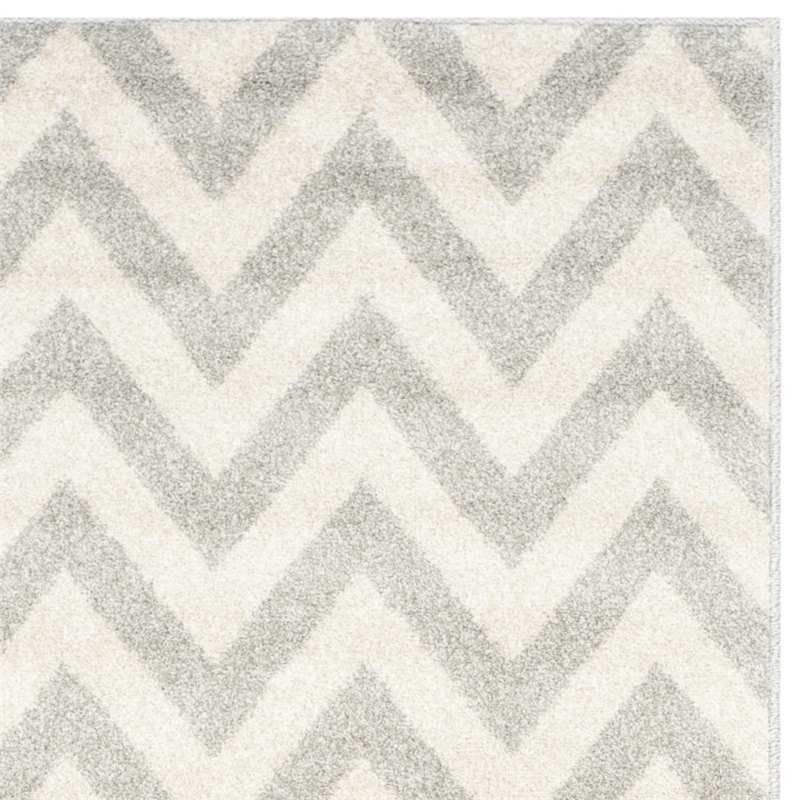 Pemberly Row Polypropylene Light Grey Indoor Outdoor Rug - Runner 2'3