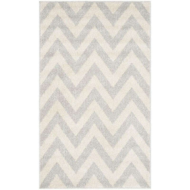Pemberly Row Polypropylene Light Grey Indoor Outdoor Rug - Runner 2'6