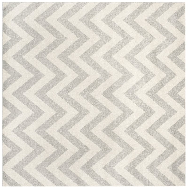 Pemberly Row Polypropylene Light Grey Indoor Outdoor Rug - Square 5'