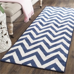 Pemberly Row Polypropylene Navy Indoor Outdoor Rug - 2'3&quot x 11'