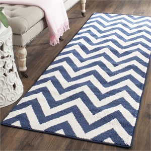 Pemberly Row Polypropylene Navy Indoor Outdoor Rug - 2'3&quot x 7'