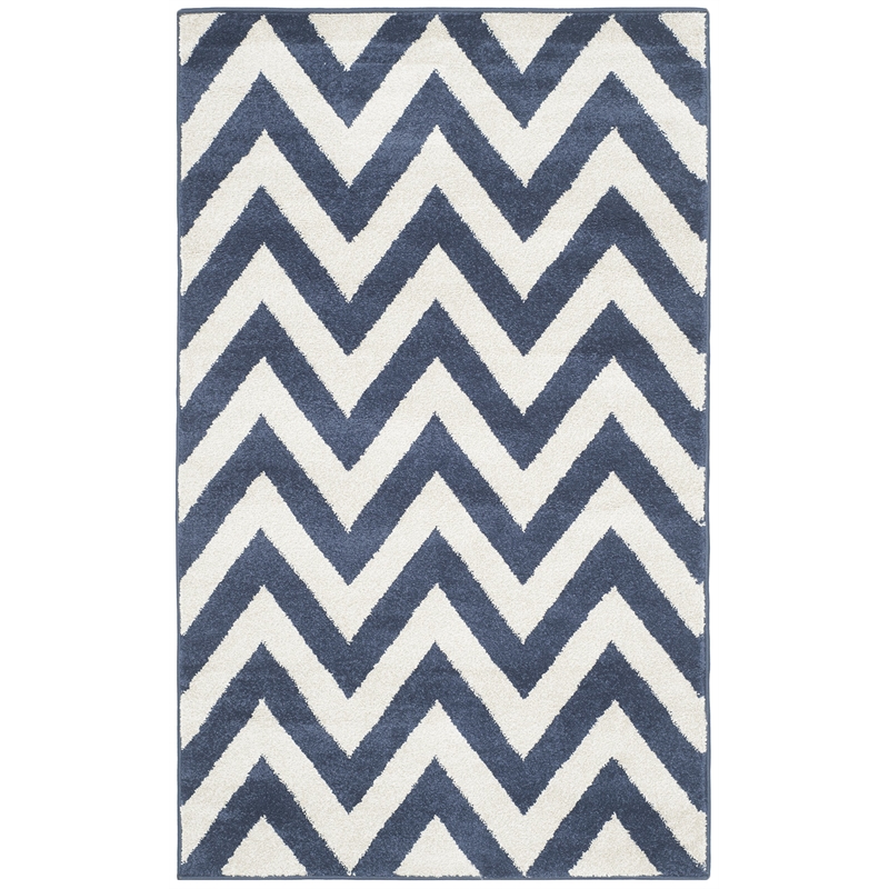 Pemberly Row Polypropylene Navy Indoor Outdoor Rug - 3' x 5'