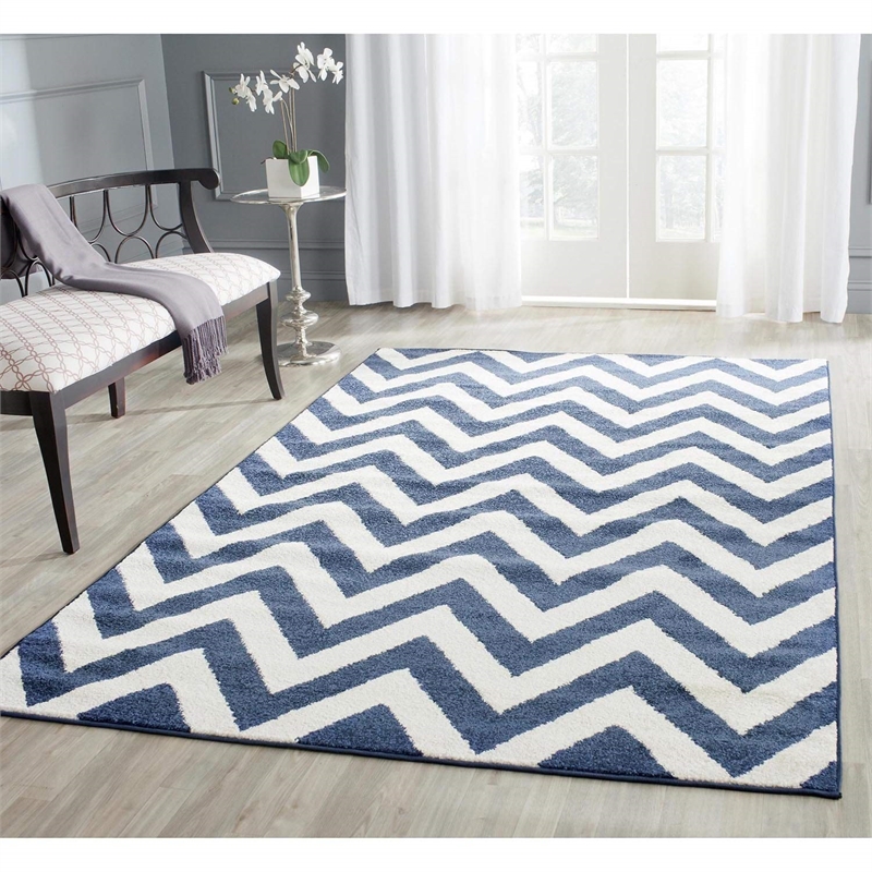 Pemberly Row Polypropylene Navy Indoor Outdoor Rug - 10' x 14'