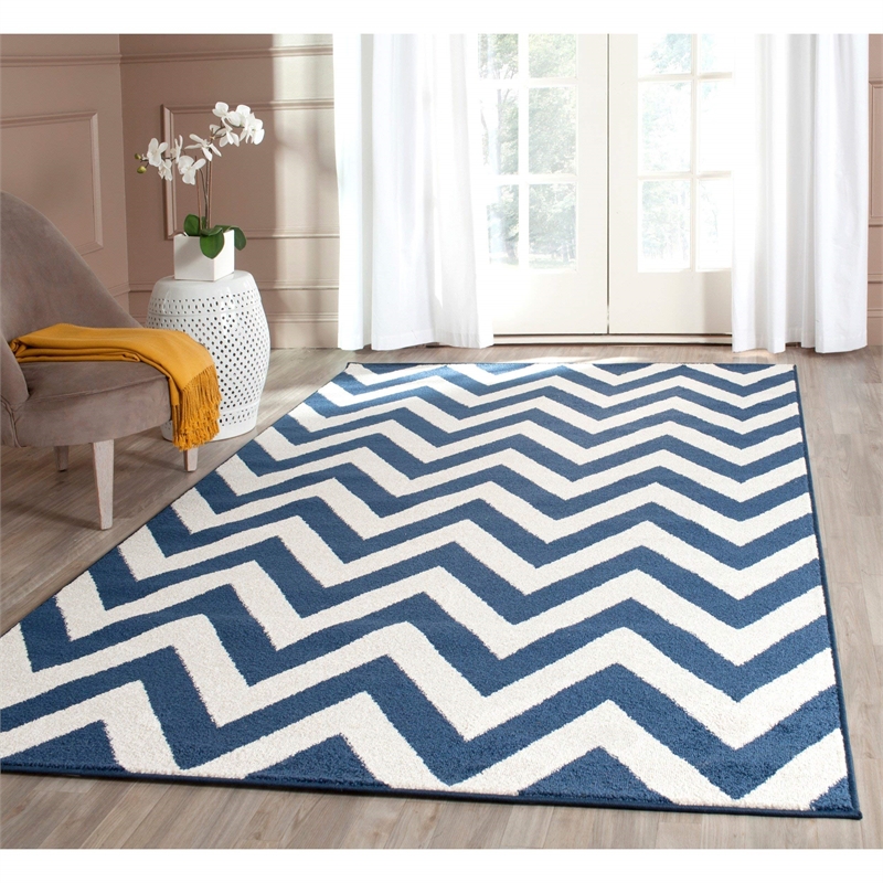 Pemberly Row Polypropylene Navy Indoor Outdoor Rug - 10' x 14'