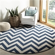 Pemberly Row Polypropylene Navy Indoor Outdoor Rug - Round 7'