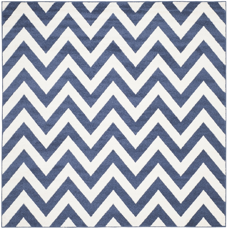 Pemberly Row Polypropylene Navy Indoor Outdoor Rug - Square 7'