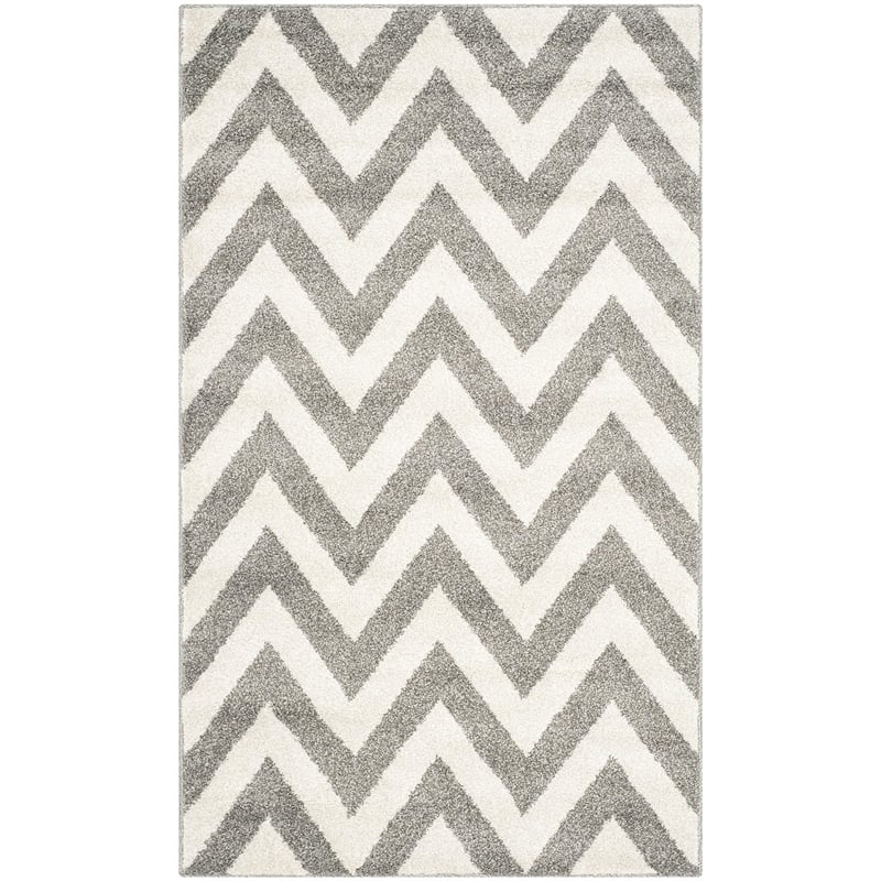 Pemberly Row Polypropylene Dark Grey Indoor Outdoor Rug - 3' x 5'