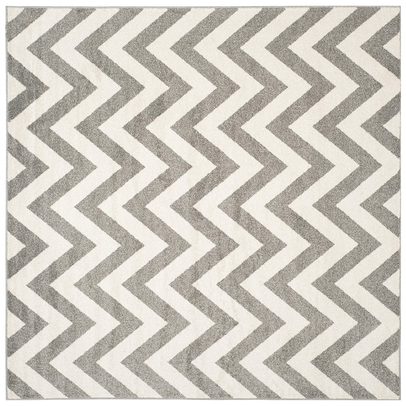 Pemberly Row Polypropylene Dark Grey Indoor Outdoor Rug - Square 7'