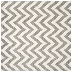 Pemberly Row Polypropylene Dark Grey Indoor Outdoor Rug - Square 7'