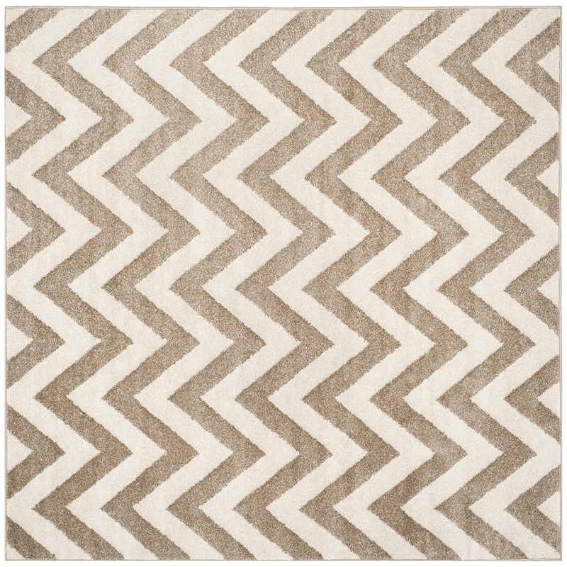 Pemberly Row Polypropylene Wheat Indoor Outdoor Rug - Square 7'