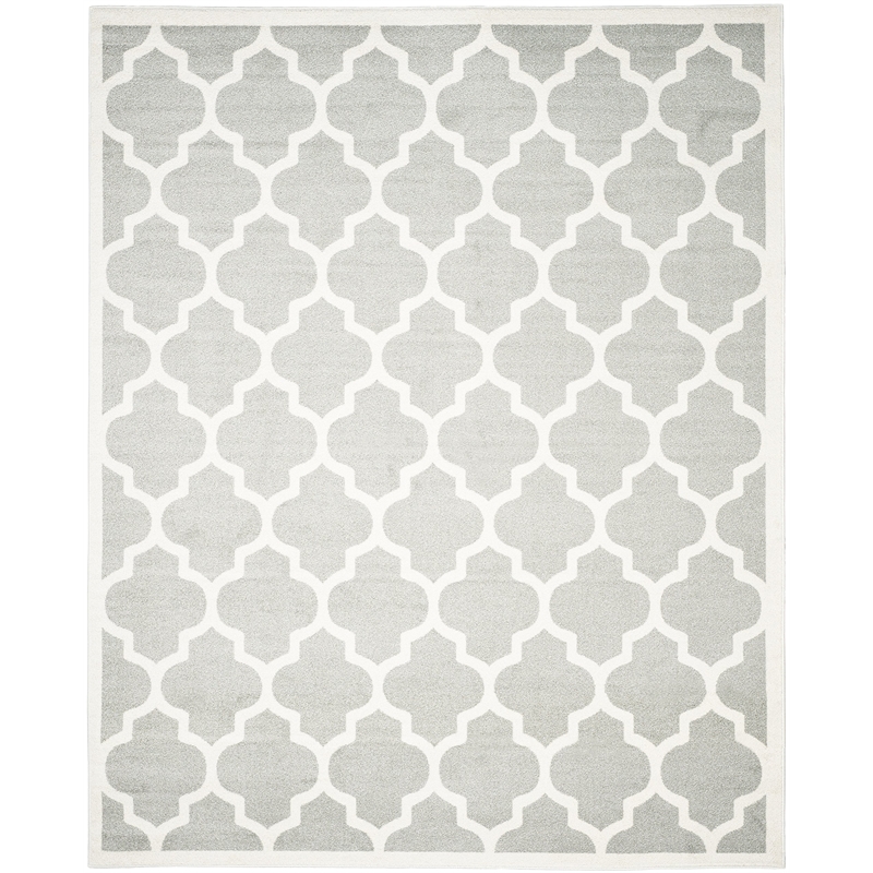 Pemberly Row Polypropylene Light Grey Indoor Outdoor Rug - 10' x 14'