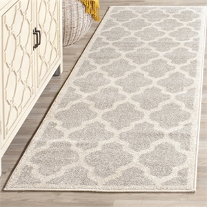 Pemberly Row Polypropylene Light Grey Indoor Outdoor Rug - Runner 2'3&quot x 7'