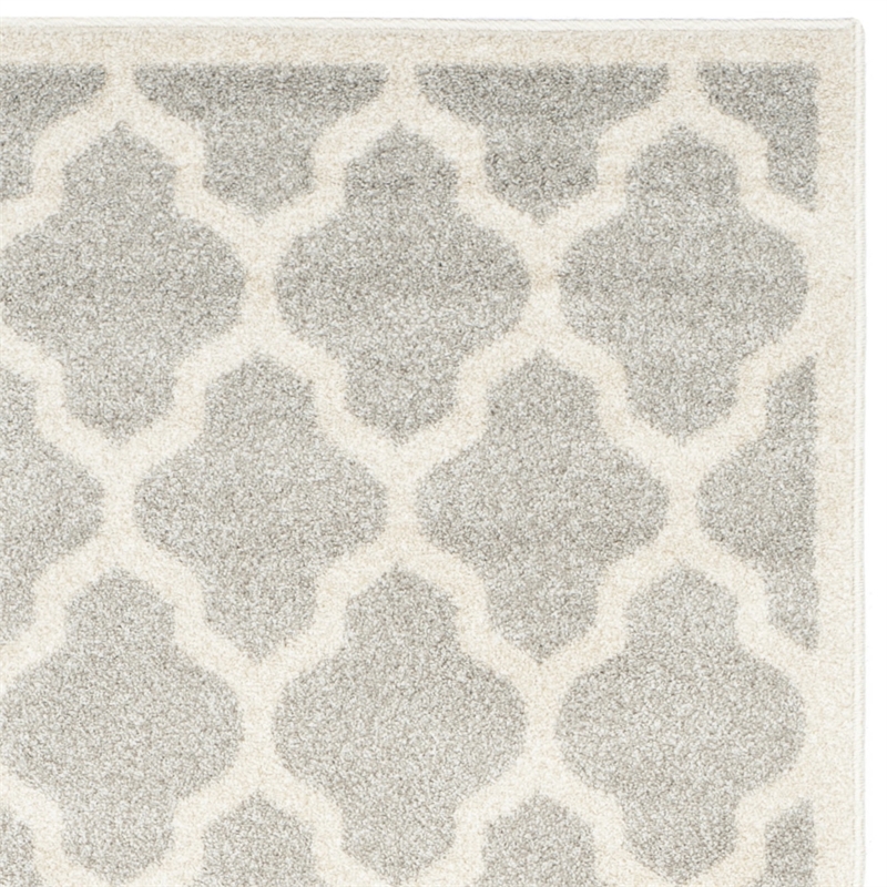 Pemberly Row Polypropylene Light Grey Indoor Outdoor Rug - Runner 2'3