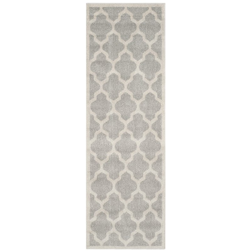 Pemberly Row Polypropylene Light Grey Indoor Outdoor Rug - Runner 2'3