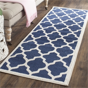Pemberly Row Polypropylene Navy Indoor Outdoor Rug - 2'3&quot x 11'