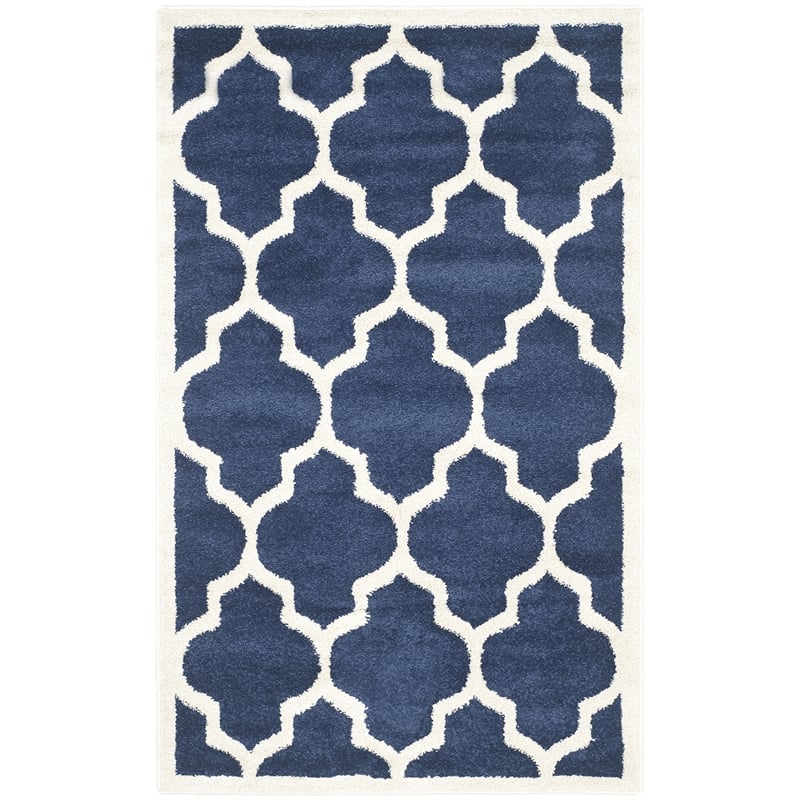 Pemberly Row Polypropylene Navy Indoor Outdoor Rug - 3' x 5'