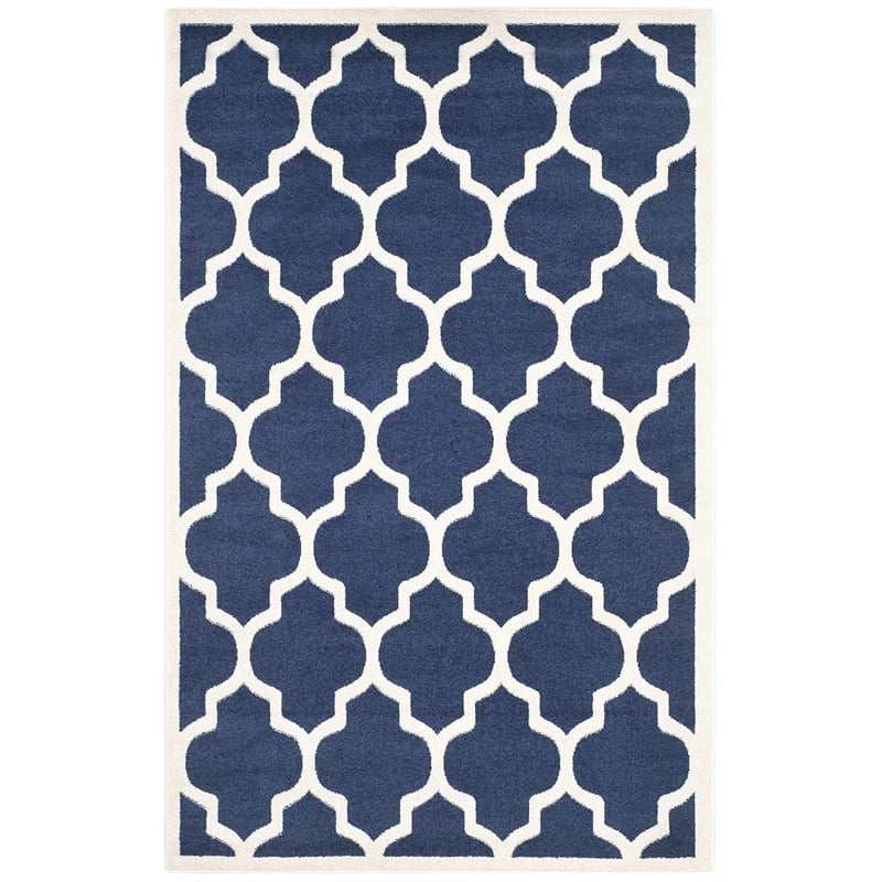 Pemberly Row Polypropylene Navy Indoor Outdoor Rug - 4' x 6'