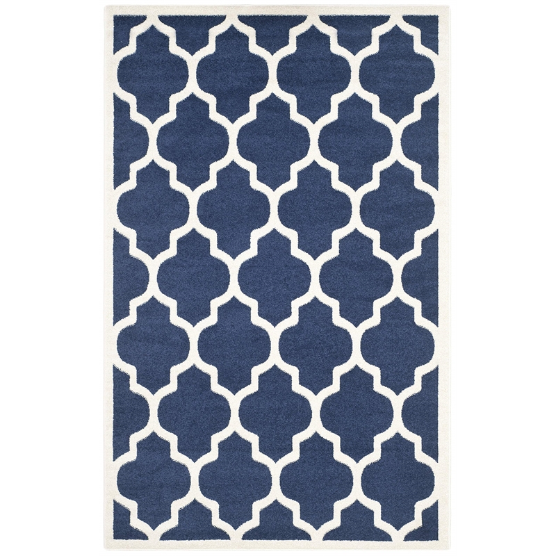 Pemberly Row Polypropylene Navy Indoor Outdoor Rug - 5' x 8'