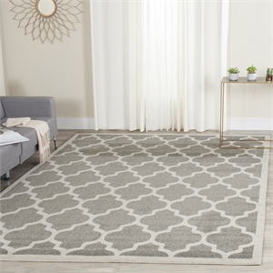 Pemberly Row Polypropylene Dark Grey Indoor Outdoor Rug - 10' x 14'
