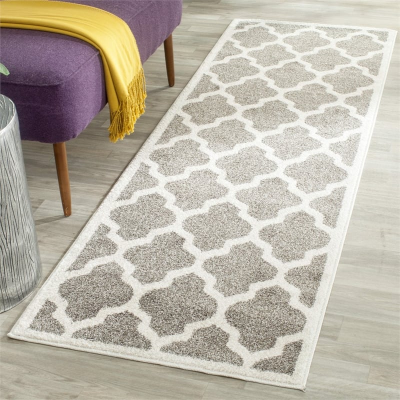 Pemberly Row Polypropylene Dark Grey Indoor Outdoor Rug - Runner 2'3