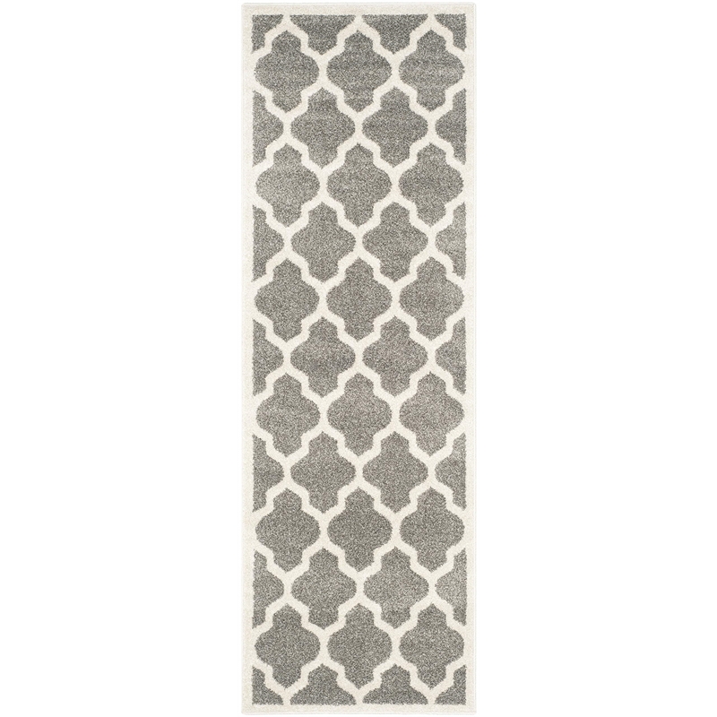 Pemberly Row Polypropylene Dark Grey Indoor Outdoor Rug - Runner 2'3