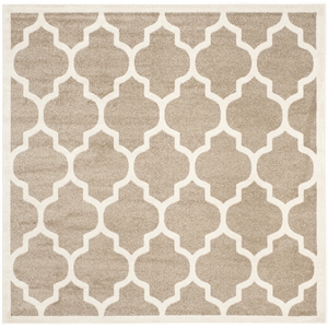 Pemberly Row Polypropylene Wheat Indoor Outdoor Rug - Square 7'