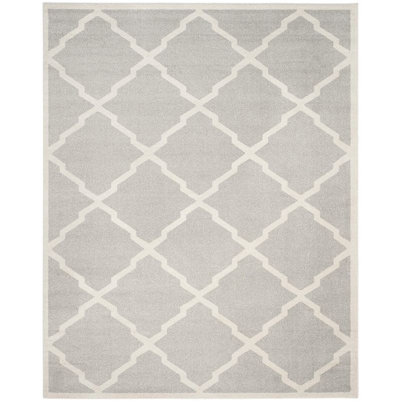 Pemberly Row Polypropylene Light Grey Indoor Outdoor Rug - 10' x 14'