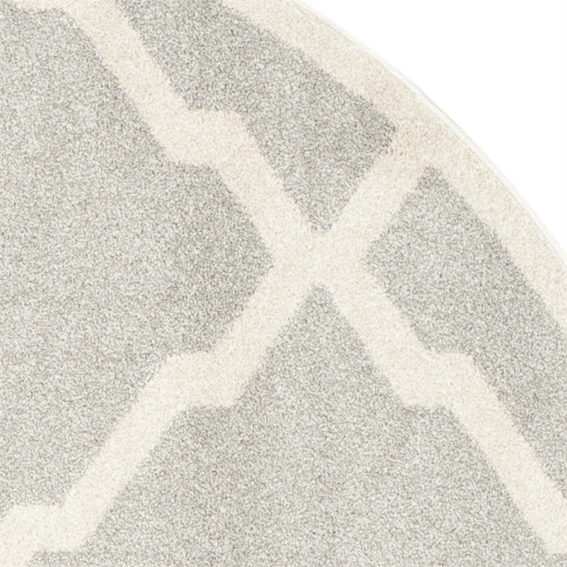 Pemberly Row Polypropylene Light Grey Indoor Outdoor Rug - Round 7'
