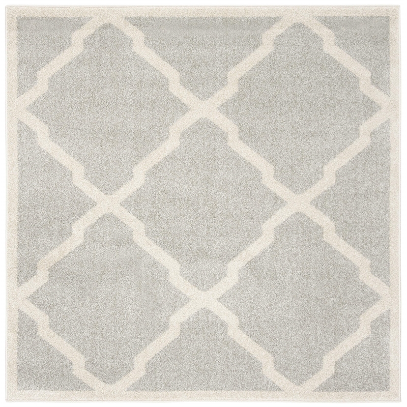 Pemberly Row Polypropylene Light Grey Indoor Outdoor Rug - Square 7'