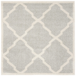 Pemberly Row Polypropylene Light Grey Indoor Outdoor Rug - Square 7'