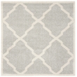 Pemberly Row Polypropylene Light Grey Indoor Outdoor Rug - Square 7'