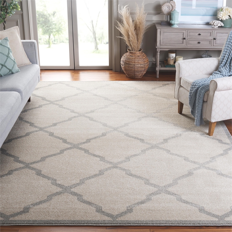 Pemberly Row Polypropylene Beige Indoor Outdoor Rug - 10' x 14'