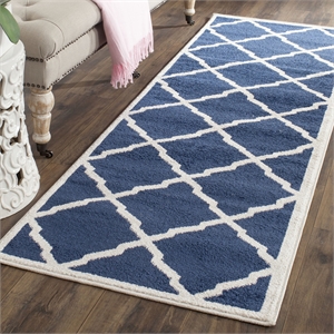 Pemberly Row Polypropylene Navy Indoor Outdoor Rug - 2'3&quot x 7'
