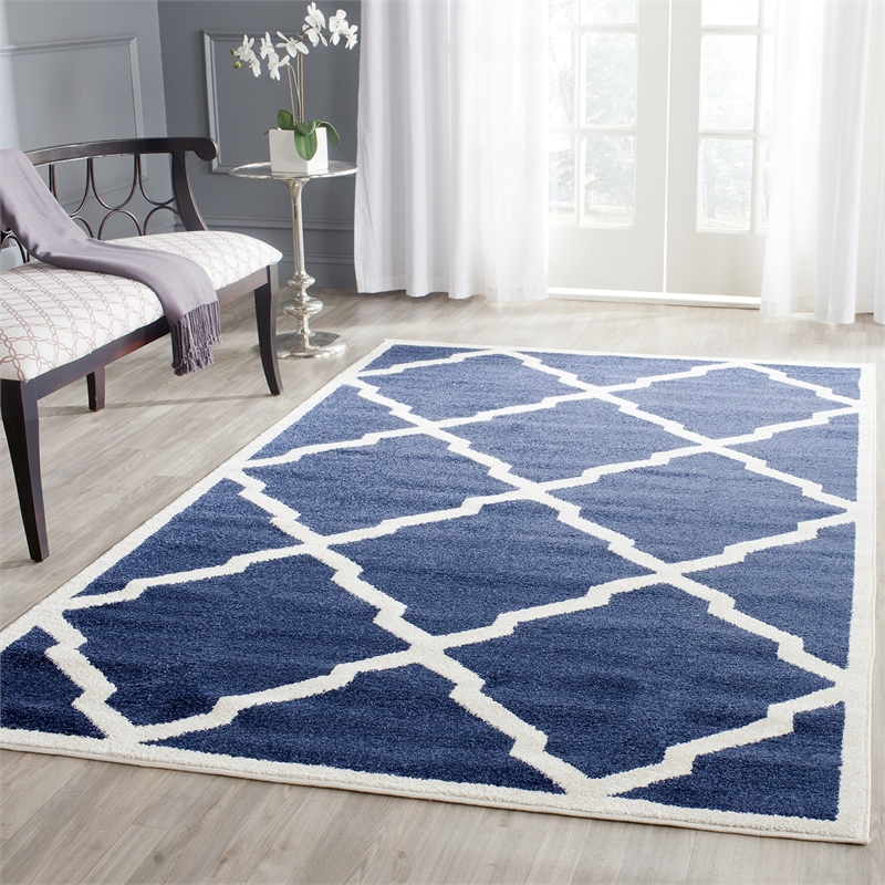 Pemberly Row Polypropylene Navy Indoor Outdoor Rug - 6' x 9'