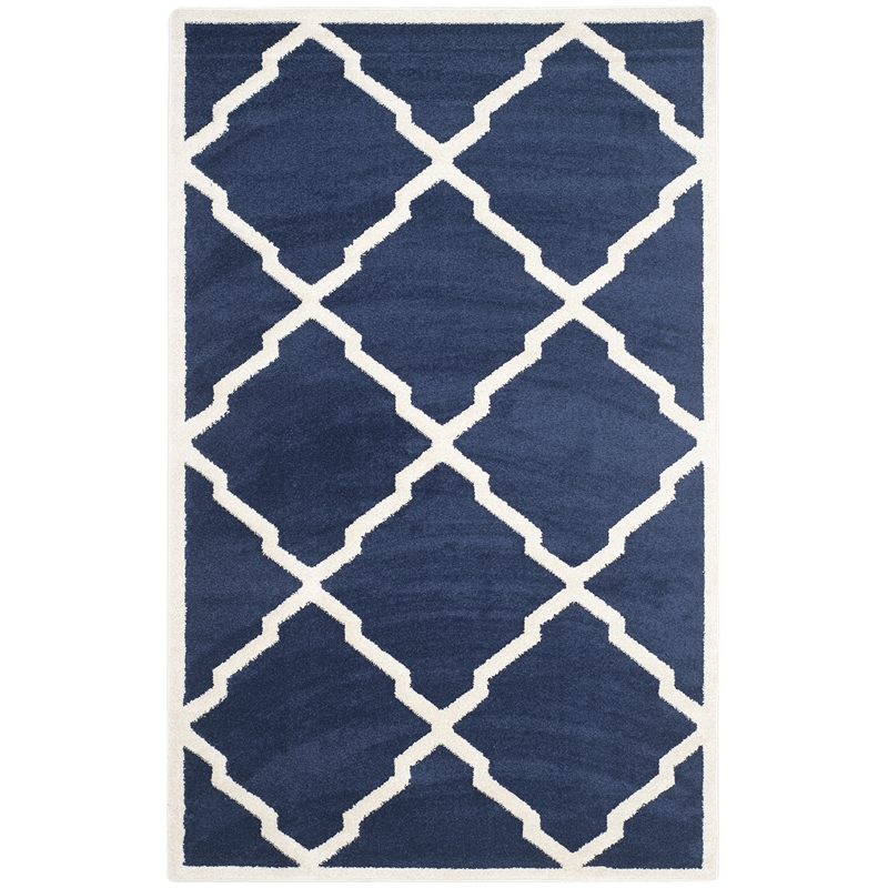 Pemberly Row Polypropylene Navy Indoor Outdoor Rug - 6' x 9'