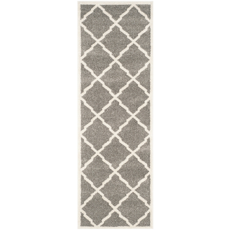Pemberly Row Polypropylene Dark Grey Indoor Outdoor Rug - 2'6