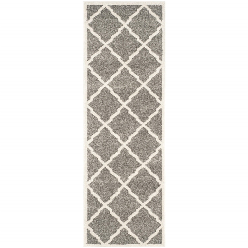 Pemberly Row Polypropylene Dark Grey Indoor Outdoor Rug - 2'6
