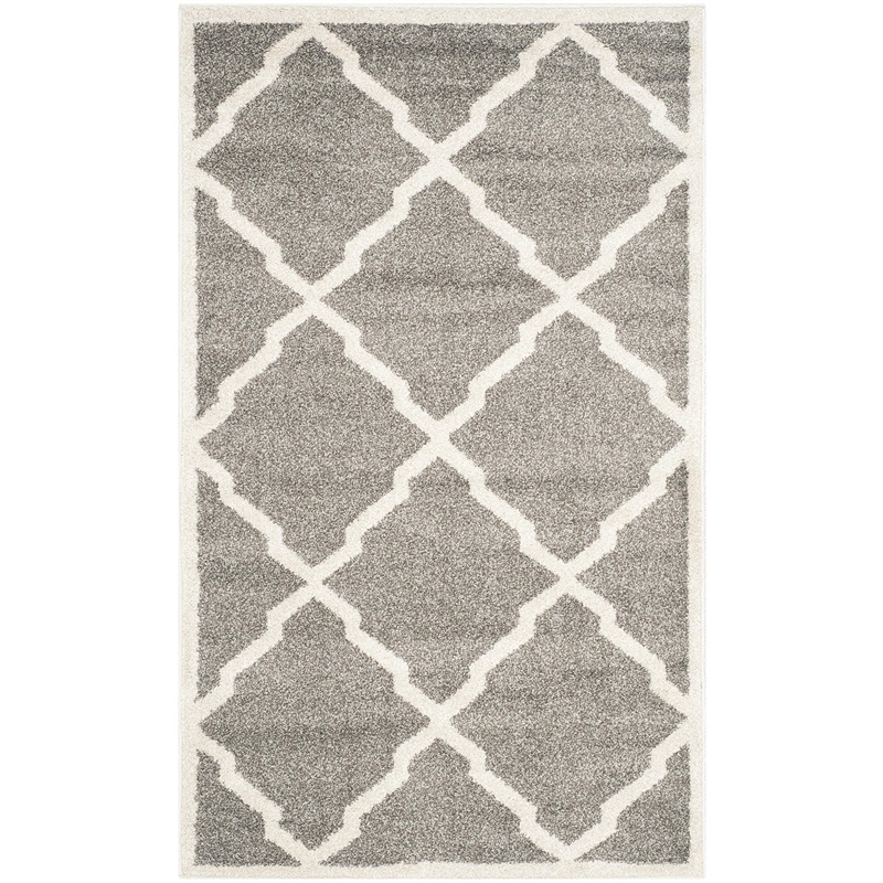 Pemberly Row Polypropylene Dark Grey Indoor Outdoor Rug - 3' x 5'