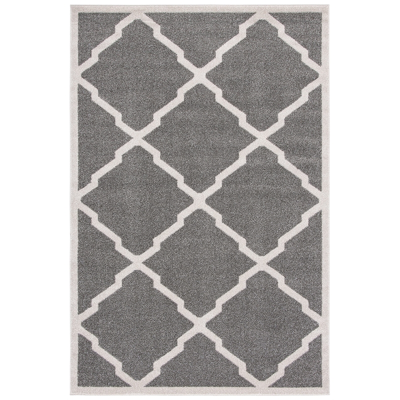 Pemberly Row Polypropylene Dark Grey Indoor Outdoor Rug - 4' x 6'