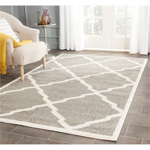 Pemberly Row Polypropylene Dark Grey Indoor Outdoor Rug - 9' x 12'