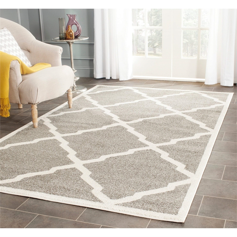 Pemberly Row Polypropylene Dark Grey Indoor Outdoor Rug - 9' x 12'