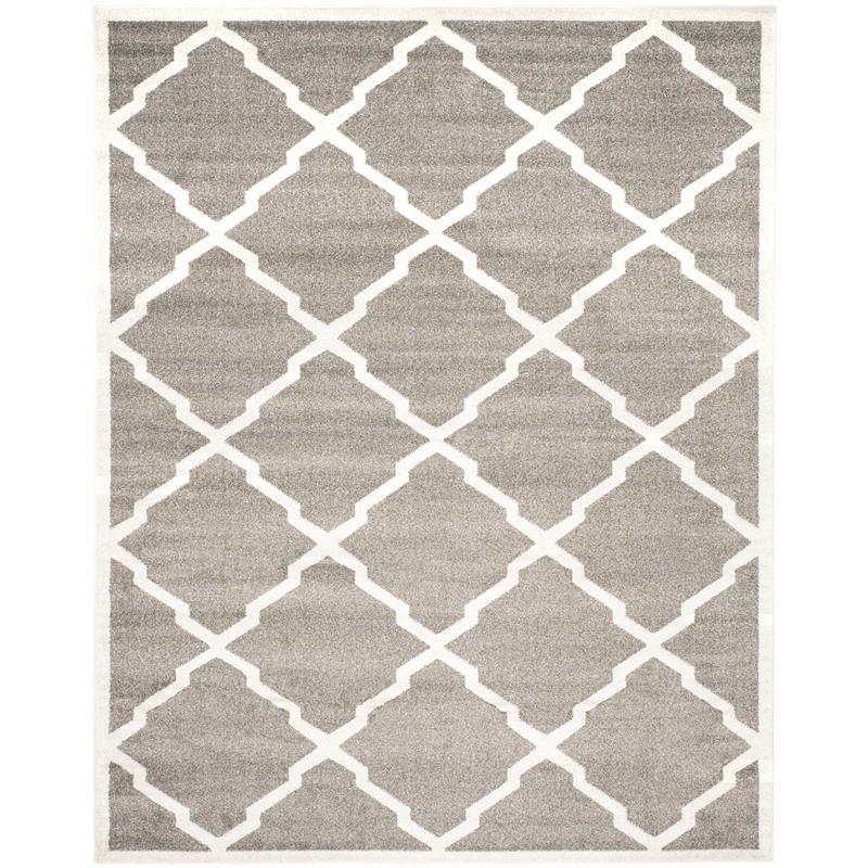 Pemberly Row Polypropylene Dark Grey Indoor Outdoor Rug - 9' x 12'