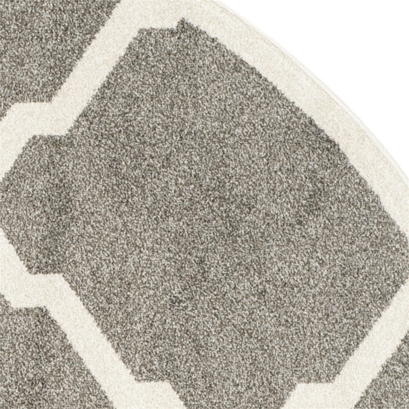 Pemberly Row Polypropylene Dark Grey Indoor Outdoor Rug - Round 7'