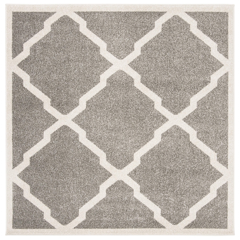 Pemberly Row Polypropylene Dark Grey Indoor Outdoor Rug - Square 5'