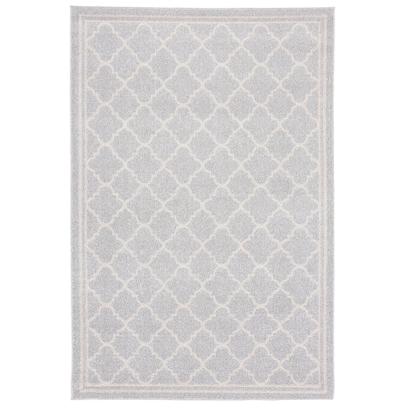Pemberly Row Polypropylene Light Grey Indoor Outdoor Rug - 6' x 9'